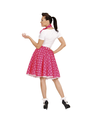 Falda Fucsia Lunares Blancos - Disfraces de Grease para Mujer