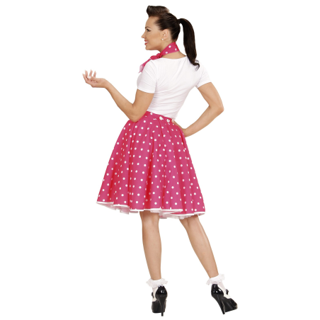 Falda Fucsia Lunares Blancos - Disfraces de Grease para Mujer