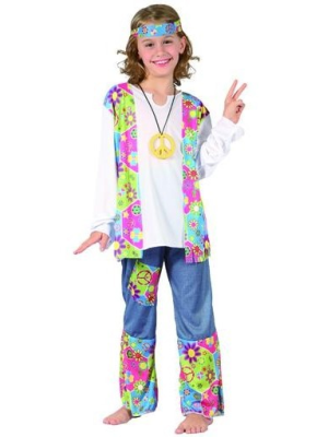 Disfraz de Hippie Peace Niña - Disfraces años 60-70 (Hippies)