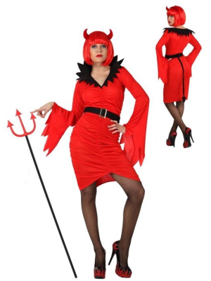 Disfraz de Diablesa/Bruja Rojo - Disfraces de Angeles y Demonios para Mujer