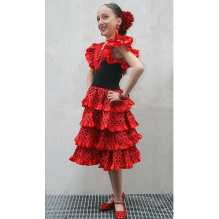 Comprar Disfraz de Sevillana Negro y Rojo Infantil por solo 12.00€ – Tienda de disfraces online