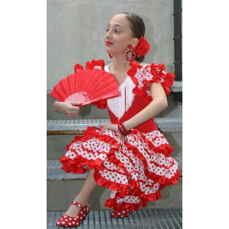 Comprar Disfraz de Sevillana Blanco y rojo Infantil por solo 12.00€ – Tienda de disfraces online