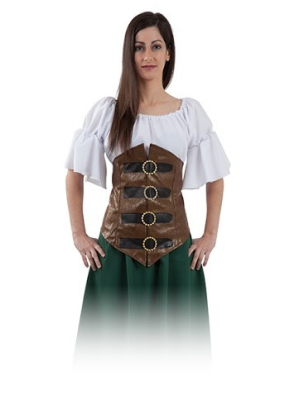 Corpiño Medieval Polipiel Correas - Complementos Disfraces Medievales