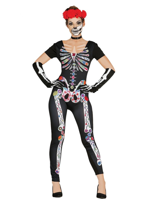 Disfraz de Esqueleto Colores para Mujer - Disfraces Halloween Calaveras
