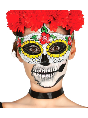 Antifaz Catrina Flores - Mascaras y Antifaces
