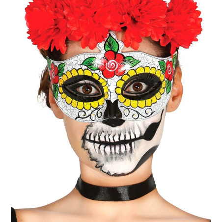 Antifaz Catrina Flores - Mascaras y Antifaces