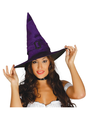 Sombrero Bruja Terciopelo Lila - Complementos Halloween y Terror