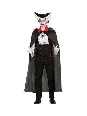 Capa de Vampiro Negra Cuello Rojo Adulto 140cm -  Complementos Disfraces Halloween