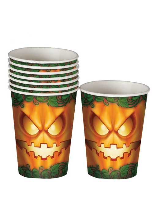 Vasos  de Calabaza Malvada - Decoracion de Halloween y Terror