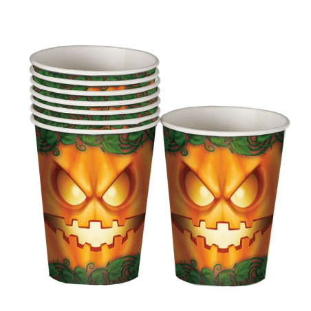 Vasos  de Calabaza Malvada - Decoracion de Halloween y Terror