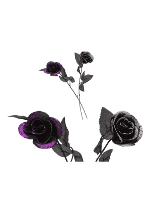 Rosa 40cm Purpurina - Decoracion Halloween
