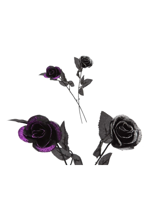 Rosa 40cm Purpurina - Decoracion Halloween