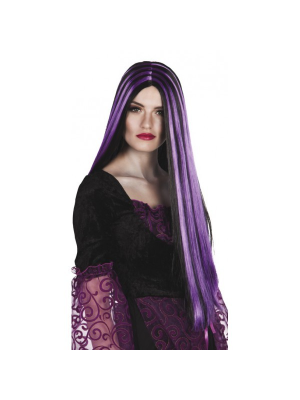Peluca Melena Mechas Negra y Violeta - Pelucas