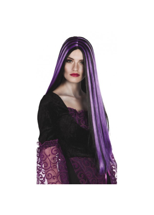 Peluca Melena Mechas Negra y Violeta - Pelucas