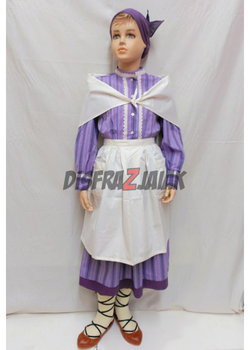 Conjunto Casera Raya Fina Morada - Trajes Neska - Baserritarra Niña
