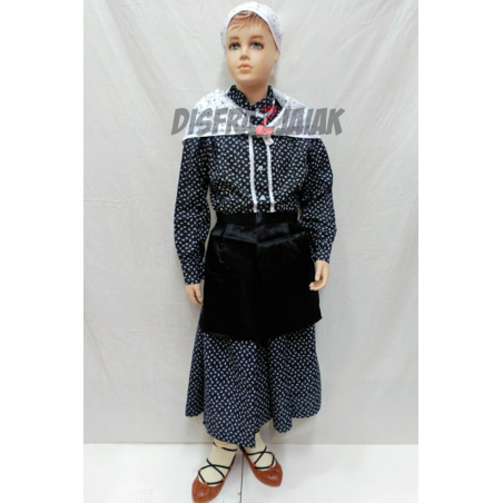 Conjunto Casera Infantil Flores Negro - Trajes Neska - Baserritarra Niña