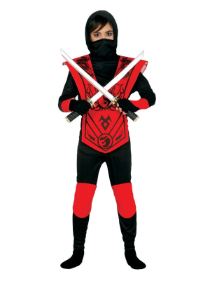 Disfraz de Ninja Negro y Rojo Infantil - Disfraces de Chinos, Orientales, Ninjas y Geishas