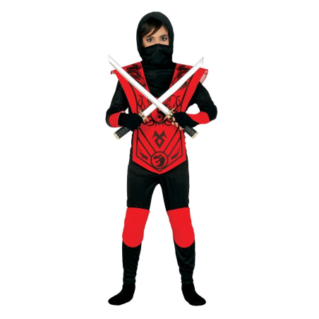 Disfraz de Ninja Negro y Rojo Infantil - Disfraces de Chinos, Orientales, Ninjas y Geishas
