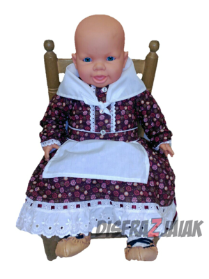 Conjunto Casera de Flores Granate Bebe - Trajes Vascos Bebe