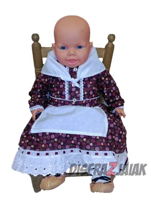 Conjunto Casera de Flores Granate Bebe - Trajes Vascos Bebe