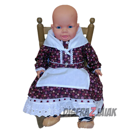 Conjunto Casera de Flores Granate Bebe - Trajes Vascos Bebe