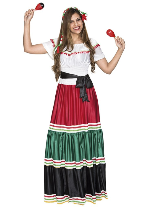 Disfraz de Mejicana Largo - Disfraces Mexicanos
