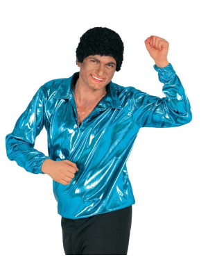 Comprar Camisa Disco Azul Turquesa - Disfraces de Hombre