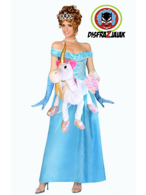 Disfraz de Princesa azul en unicornio - Disfraces de Princesas y Principes