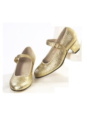 Zapatos Tacon Purpurina Oro - Zapatos y Cubrezapatos