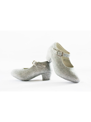 Zapatos Tacon Purpurina Plata - Zapatos y Cubrezapatos
