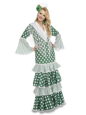 Comprar Disfraz de Sevillana Feria Verde - Disfraces de Sevillana para Mujer
