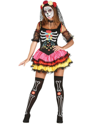 Disfraz de Catrina Colores - Disfraces Mexicanos