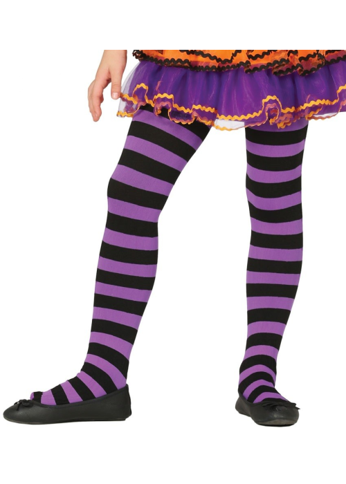 Panty Lila y Negro Infantil - Medias y Pantys