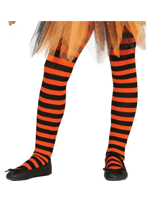 Panty Naranja y Negro Infantil - Medias y Pantys