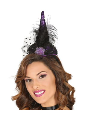 Sombrero Bruja Lila on Diadema - Accesorios Halloween