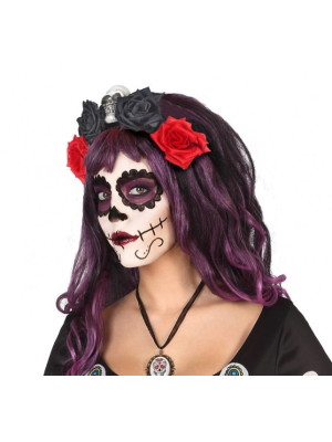 Diadema de Flors de color Vermell i Negre
