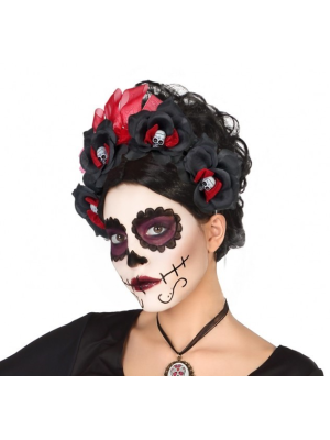 Diadema de Flores Calaveras - Complementos de Esqueletos y Catrinas