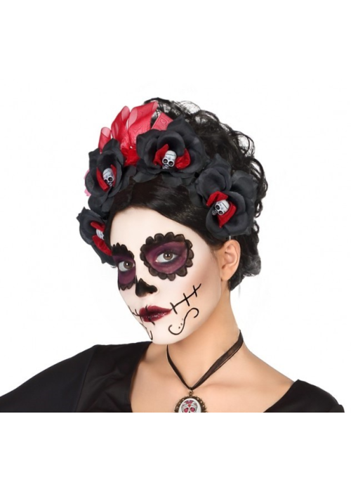 Diadema de Flores Calaveras - Complementos de Esqueletos y Catrinas