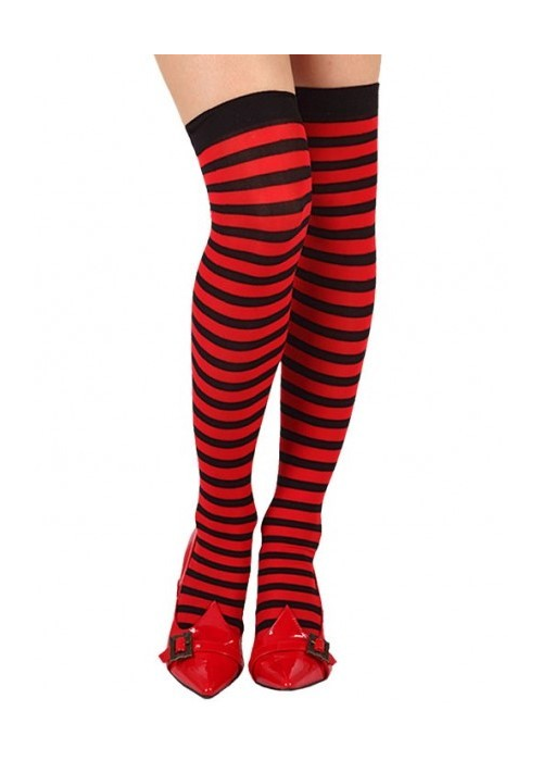 Medias de Rayas Negro y Rojo - Medias y Pantys