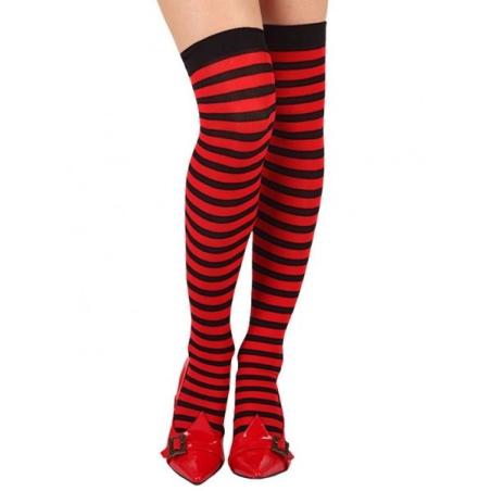 Medias de Rayas Negro y Rojo - Medias y Pantys