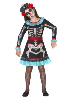 Disfraz de Catrina Azul Infantil - Disfraces de Halloween Infantiles