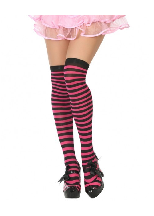 Medias de Rayas Negro y Fucsia - Medias y Pantys