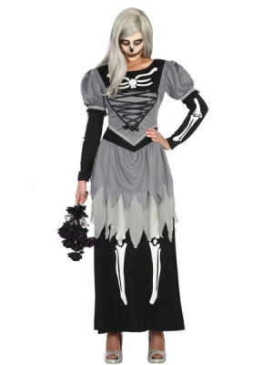 Disfraz de Esqueleto Vestido Gris - Disfraces Halloween Mujer
