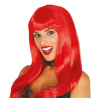 Peluca Melena Larga Con Flequillo Roja - Complementos Disfraces Halloween