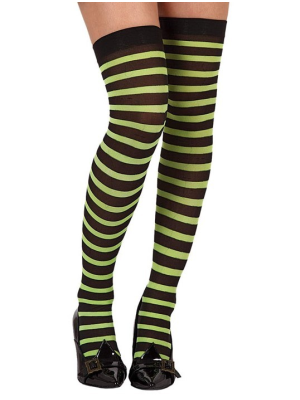 Medias de Rayas Negra y Verde Claro - Medias y Pantys
