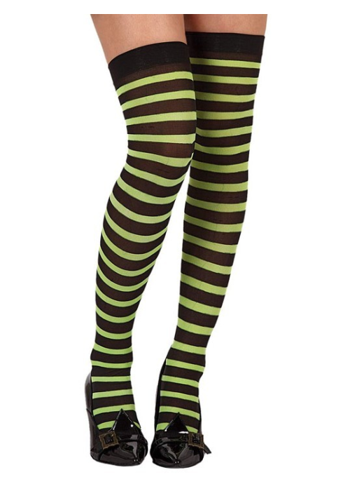 Medias de Rayas Negra y Verde Claro - Medias y Pantys