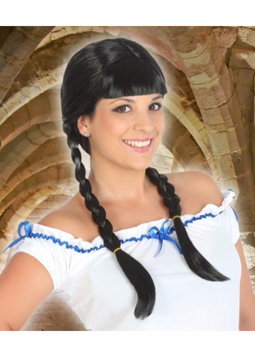 Peluca Trenzas Negra - Complementos Mexicanos