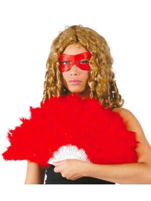 Abanico de Plumas Rojo - Accesorios