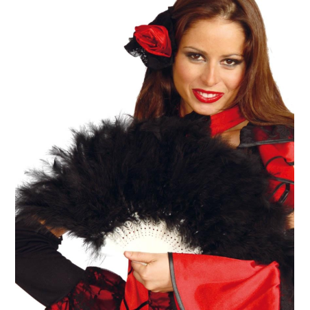 Abanico de Plumas Negro - Accesorios
