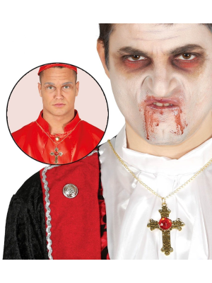 Collar Cruz Dorada 7 Cms - Accesorios Halloween